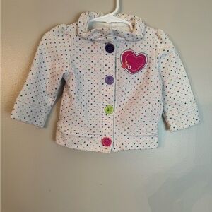 Gymboree ruffle neck toddler girls colorful polka dot button jacket Size 6-12 M